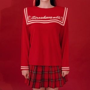 🍓Chuu Strawberry Milk Sailor Style Collar Knit Sweater🍓🥛